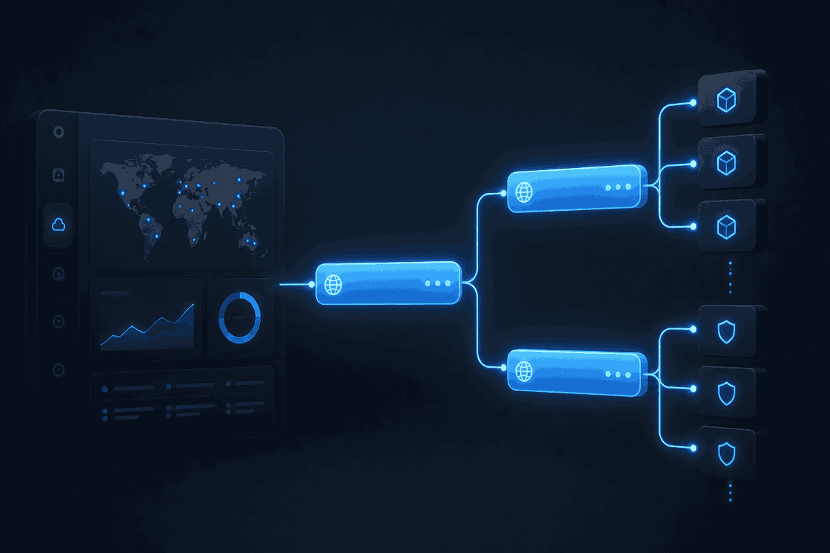 Illustration of public CDN delivery with optional versions and token protection