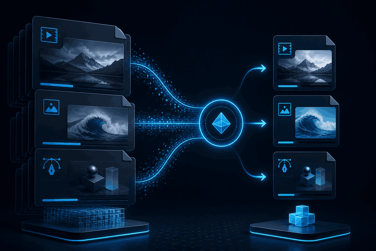 Before and after asset optimization illustration for Smooth CDN
